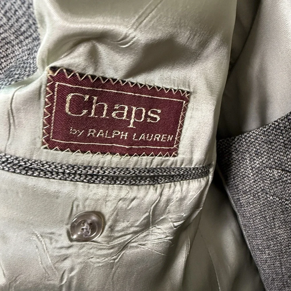 Vintage Chaps Ralph Lauren Wool Tweed Blazer Vest Mens 46 USA Union Made Gray